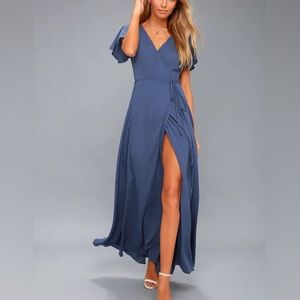 Lulu’s Blue Maxi Wrap Dress NWT